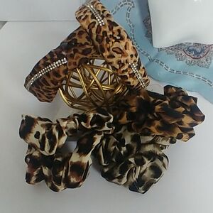 Animal Print Scrunchie and Headband Set